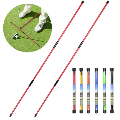 Golf alignment sticks, collapsible practice rods