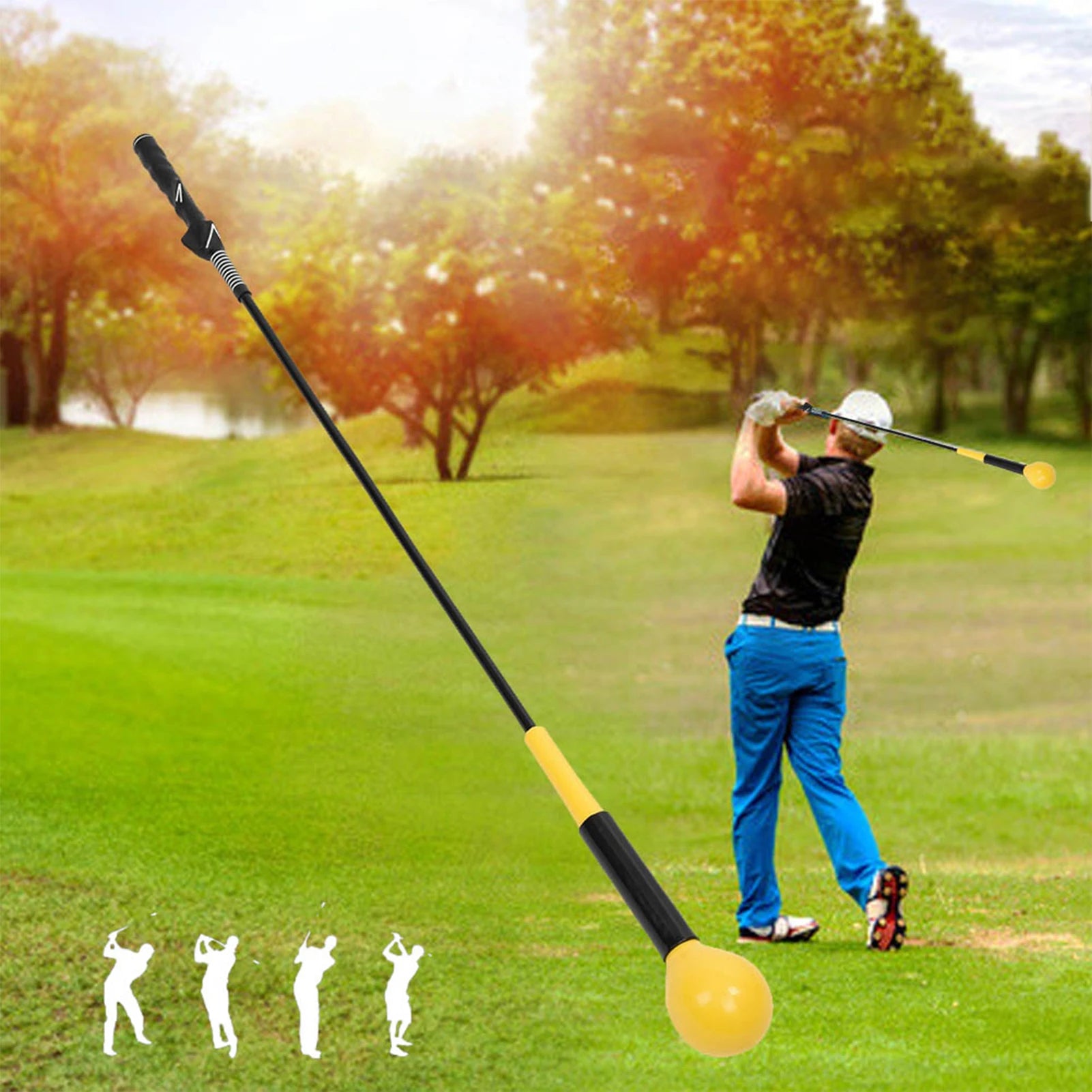 Weighted golf swing trainer and tempo trainer club