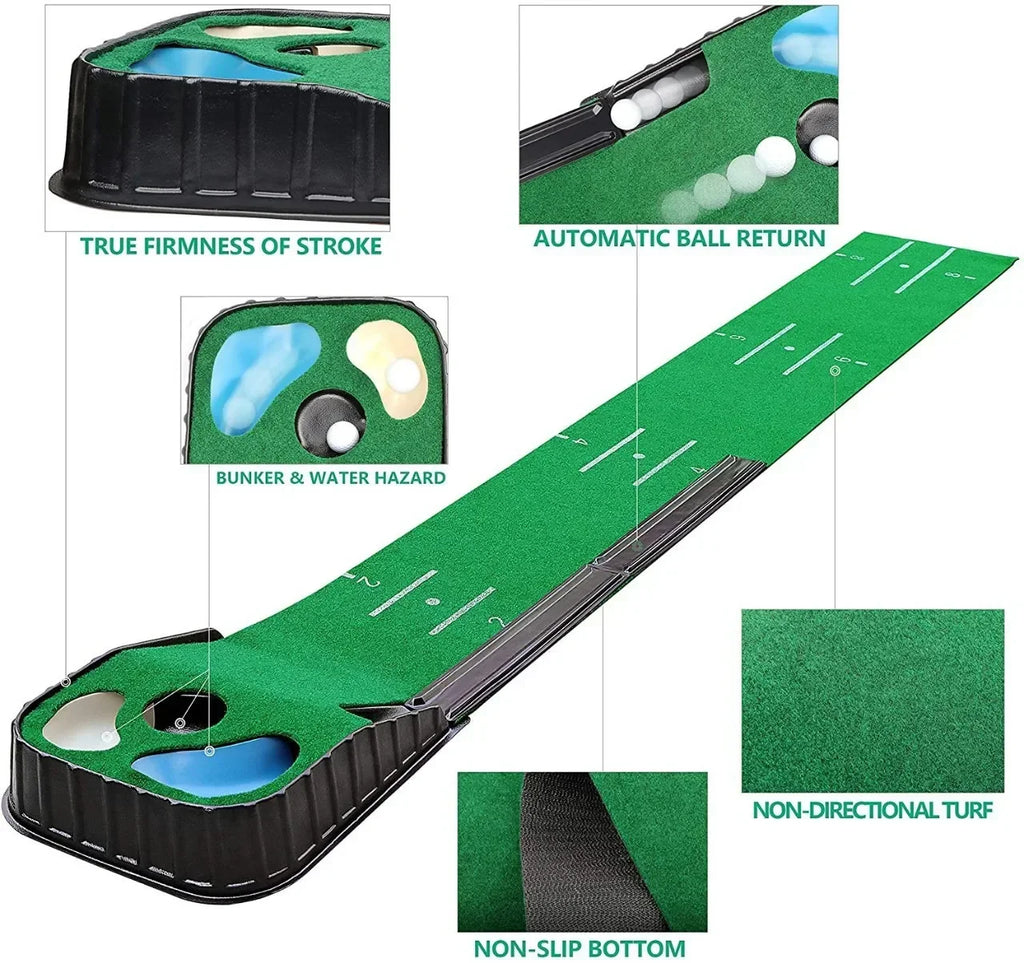 Indoor Golf Putting Mat with Ball Return