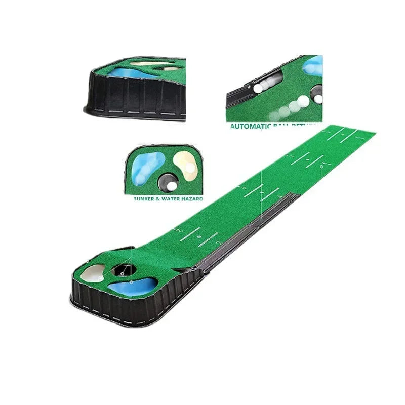 Indoor Golf Putting Mat with Ball Return