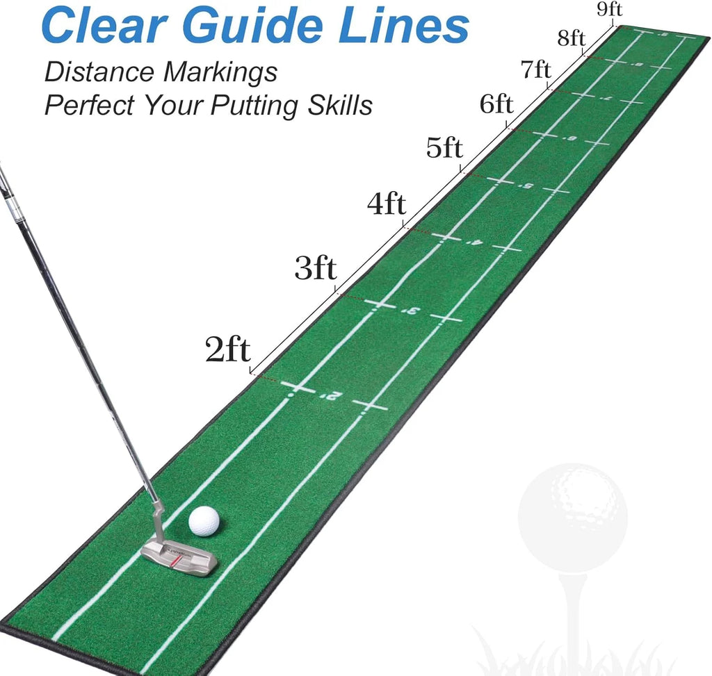 Golf Putting Mat with Distance Markers, Indoor & Outdoor