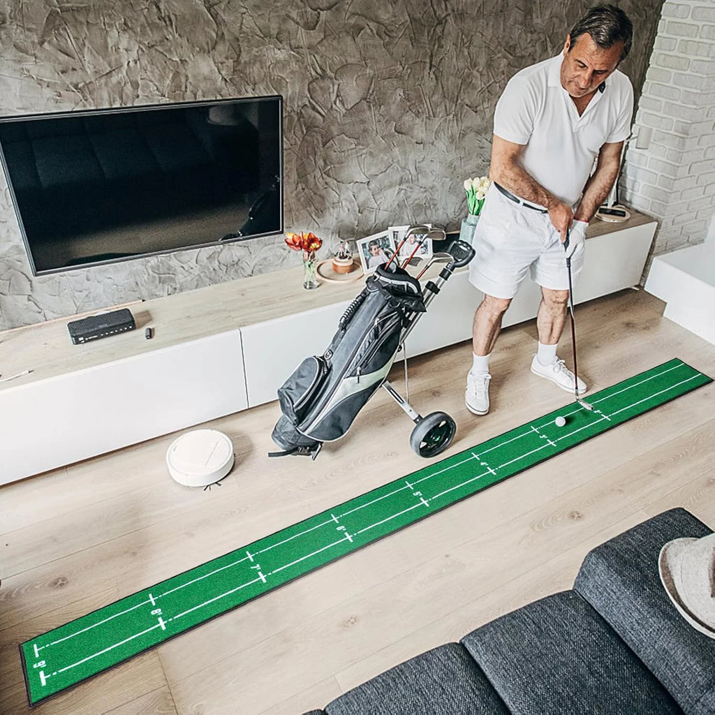 Golf Putting Mat with Distance Markers, Indoor & Outdoor