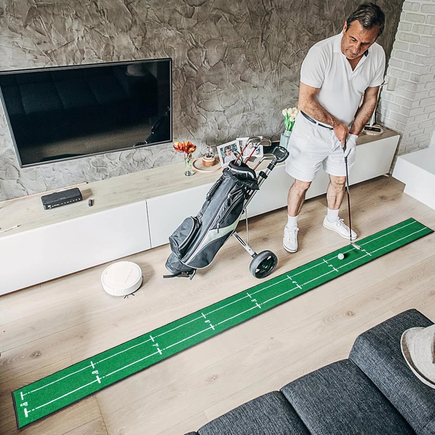 Golf Putting Mat with Distance Markers, Indoor & Outdoor