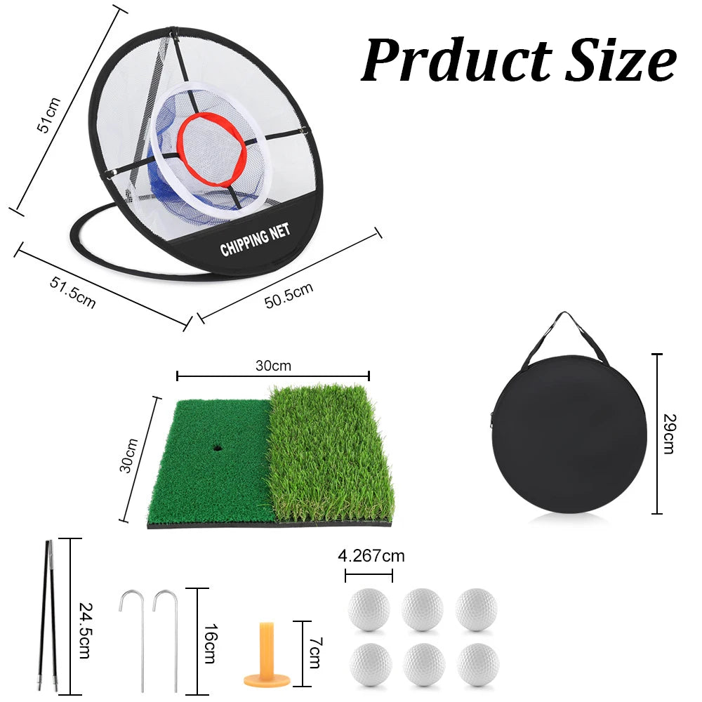 Pop-Up Golf Chipping Net with Hitting Mat