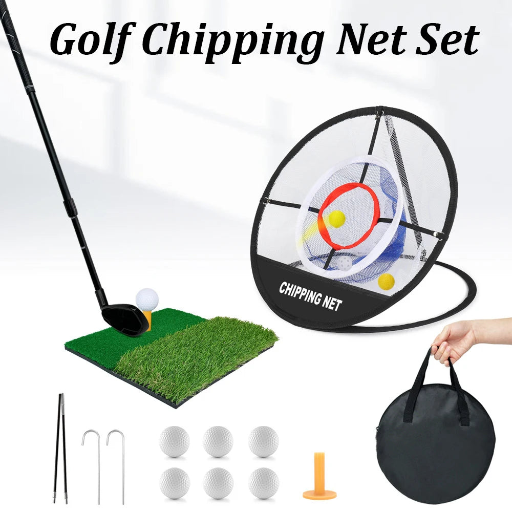 Pop-Up Golf Chipping Net with Hitting Mat