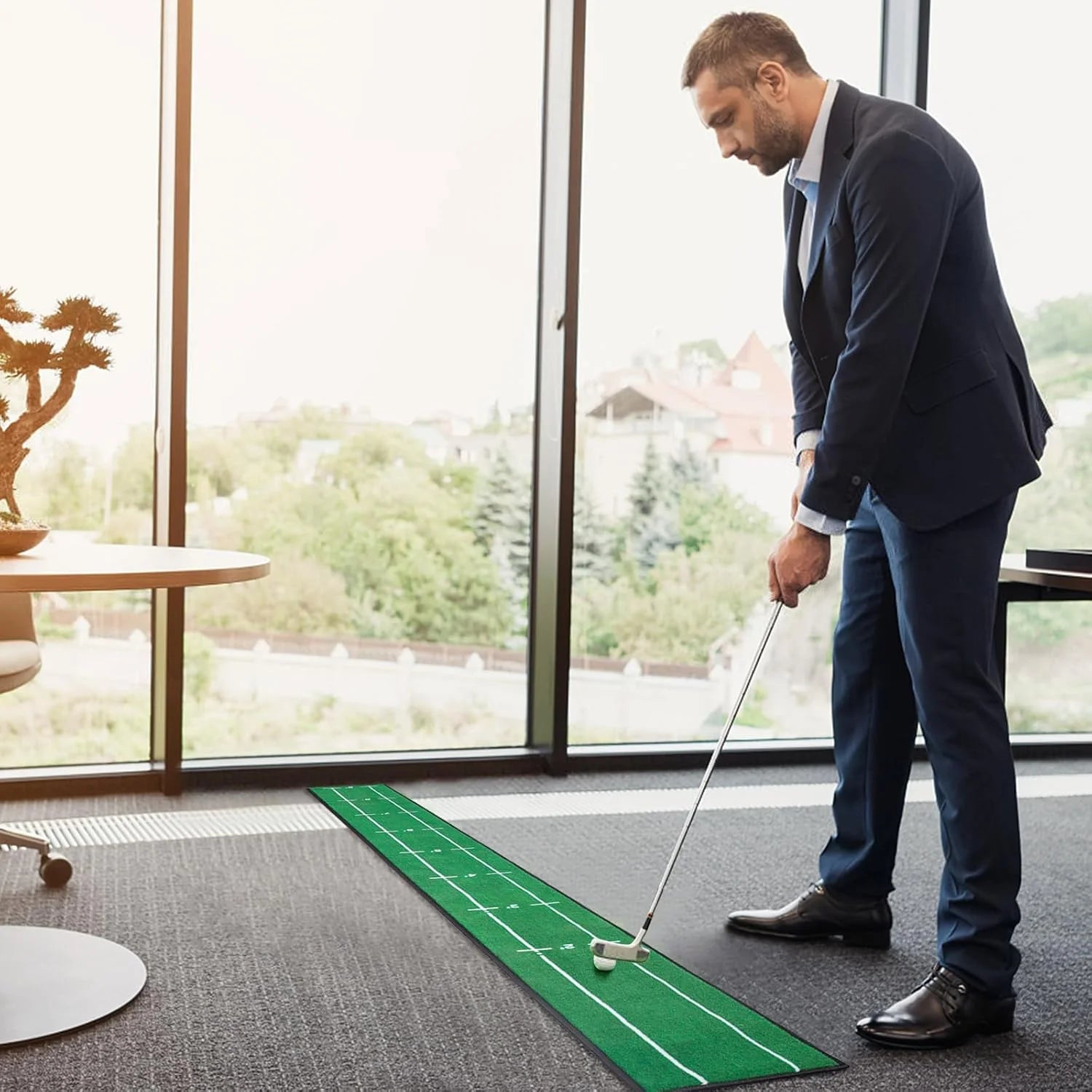 Golf Putting Mat with Distance Markers, Indoor & Outdoor